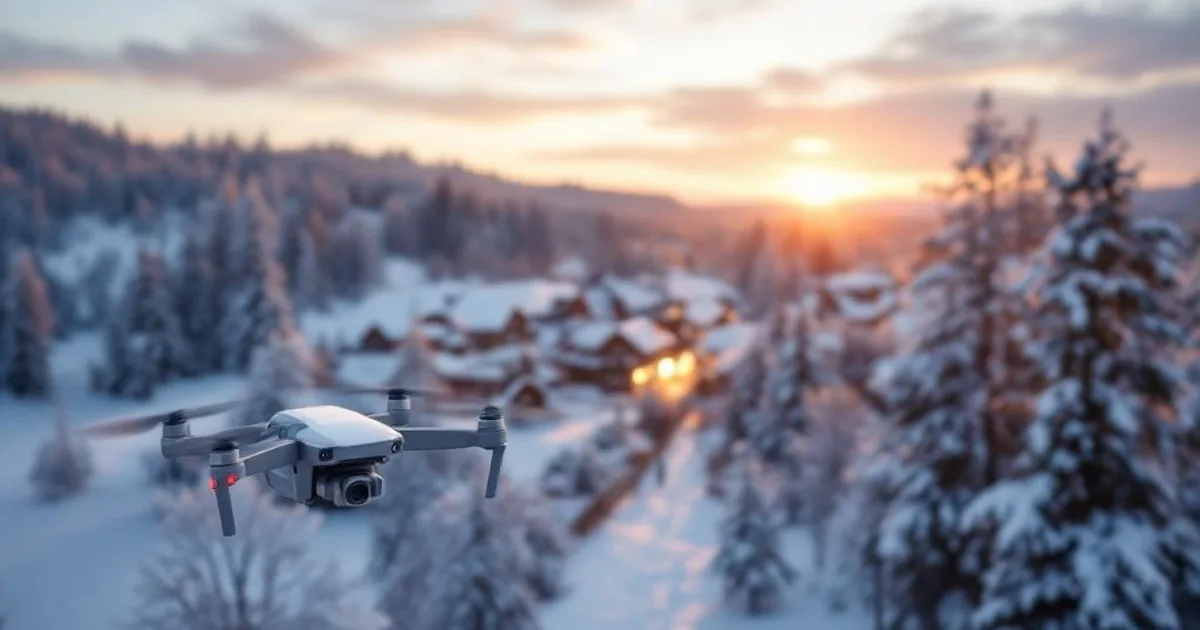 DJI Mini 2 SE Drohne über Winterlandschaft